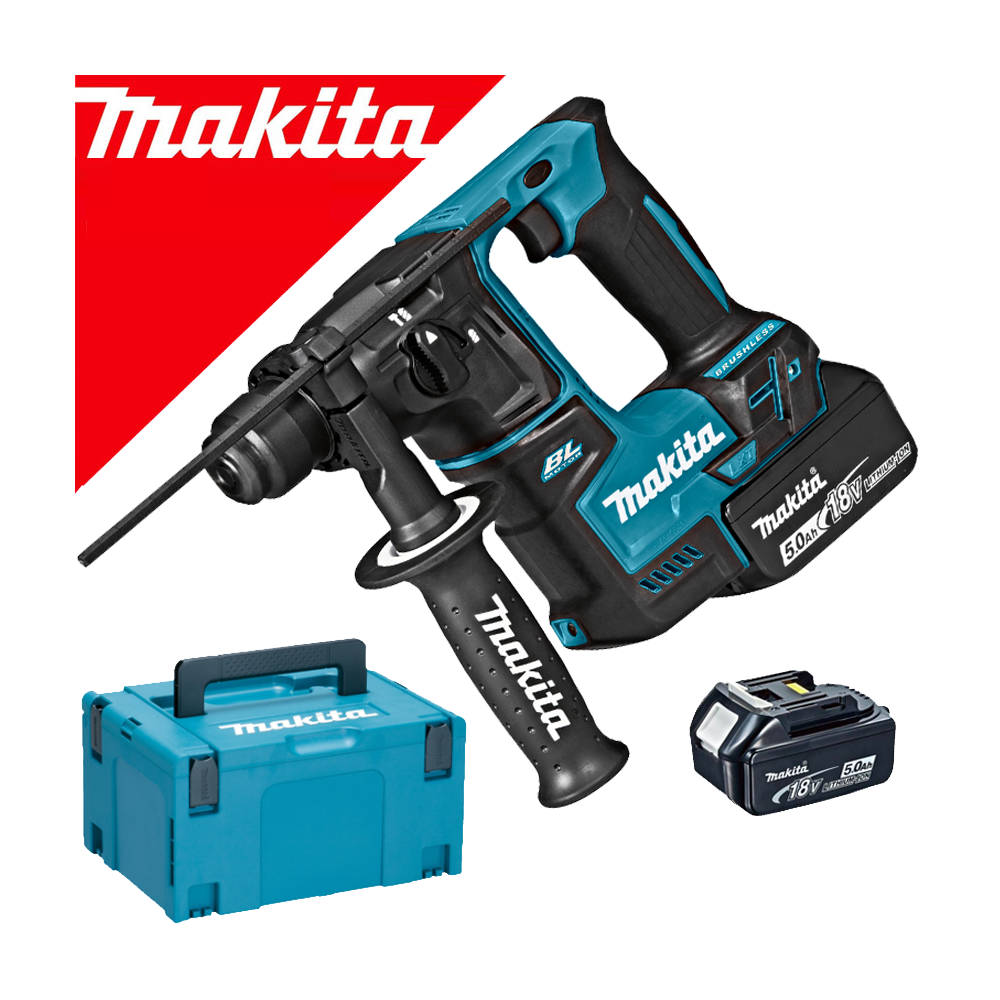 MAKITA DHR171RTJ Ciocan rotopercutor brushless, cu 2 acumulatori Li-Ion, 18V, 5Ah, 1.2J + Makpac