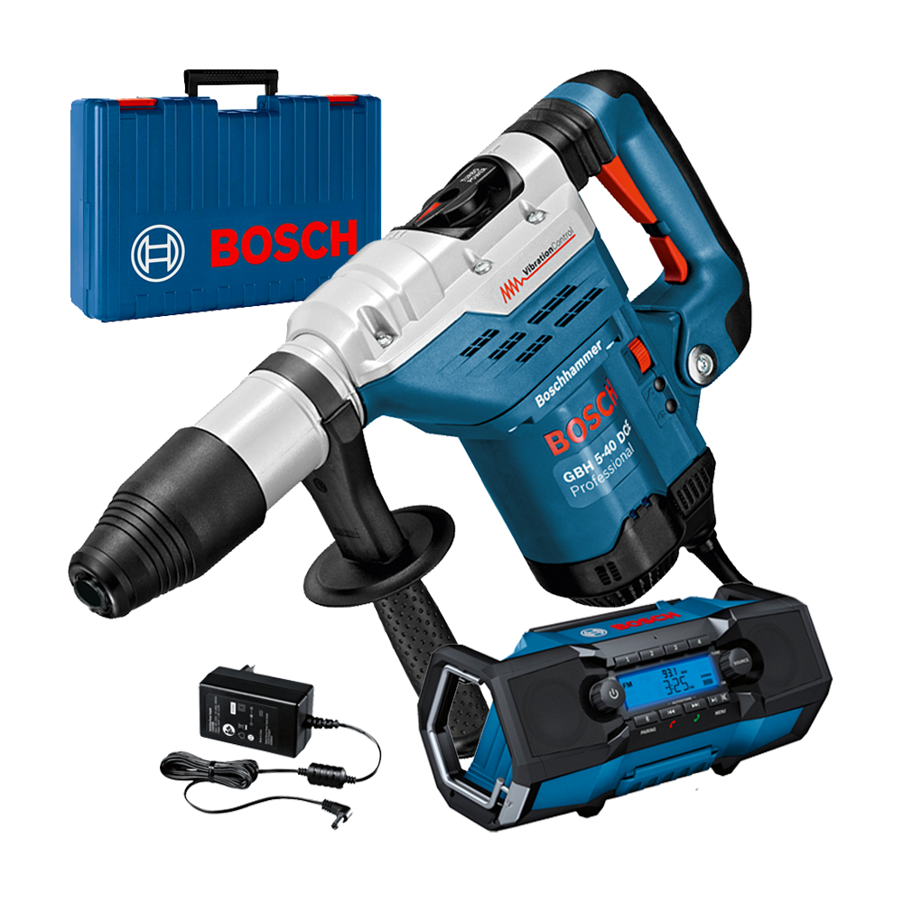BOSCH GBH 5-40 DCE Ciocan rotopercutor SDS-max 1150 W, 8.8 J + GPB 18V-2 C (SOLO) Radio Li-Ion 18V, fara acumulator in set