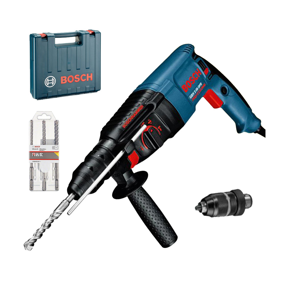BOSCH GBH 2-26 DFR Ciocan rotopercutor SDS-plus 800 W, 2.7J +  Set 3 burghie SDS-plus-5X 6/8/10 mm