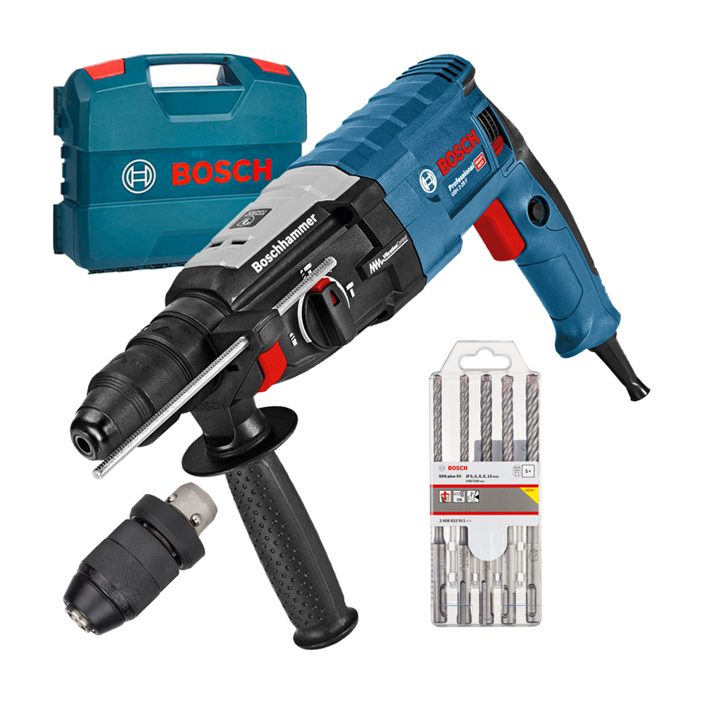BOSCH GBH 2-28 F Ciocan rotopercutor SDS-plus 880 W, 3.2 J +  Set 5 burghie SDS-PLUS-5X, 6/6/8/8/10 mm