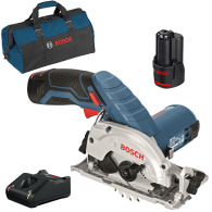 BOSCH GKS 12V-26 Ferastrau circular cu 2 acumulatori Li-Ion, 3Ah + Incarcator rapid de 4Ah GAL12V-40 + Geanta textil