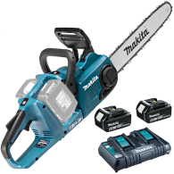 MAKITA DUC353PG2 Ferastrau cu lant cu 2 acumulatori Li-Ion, 2x18V, 6Ah, lama 35 cm, grosime lant 1.1 mm, pas 3/8" + Incarcator