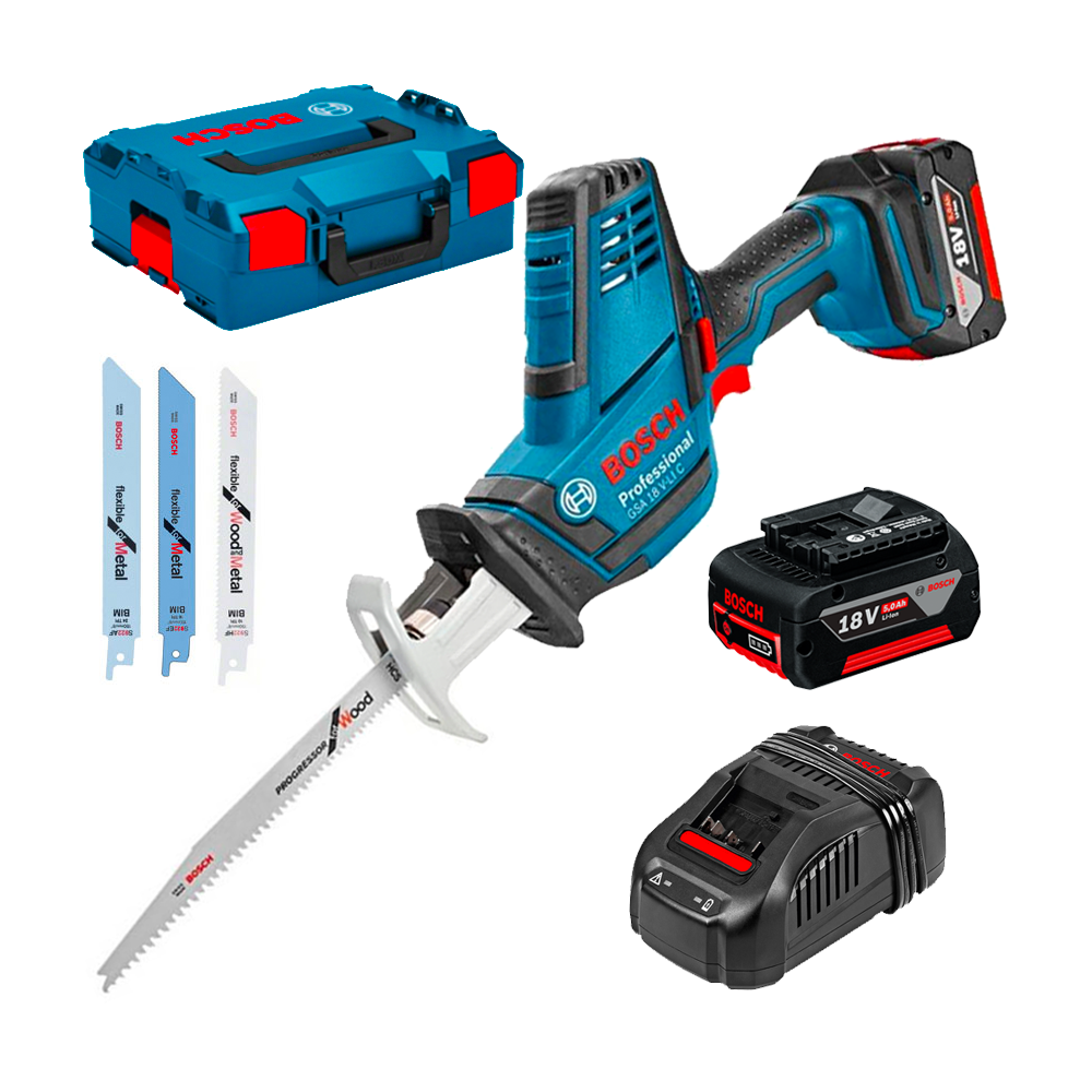 BOSCH GSA 18V-LI C Ferastrau sabie Li-Ion, cu 2 acumulatori Li-Ion, 5Ah + L-BOXX