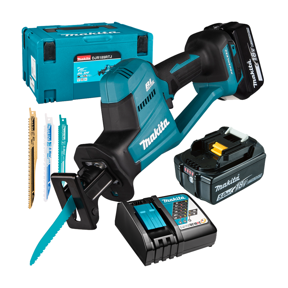 MAKITA DJR189RTJ Ferastrau alternativ cu 2 acumulatori Li-Ion, 18V, 5Ah + Makpac