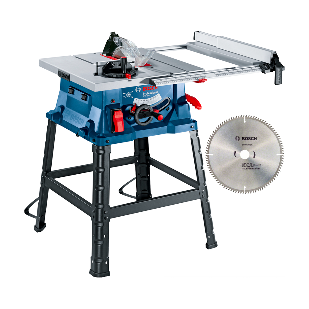 BOSCH GTS 254 Ferastrau circular de banc 1800 W + Masa de lucru +  Disc Eco for Aluminium 254x30x96T