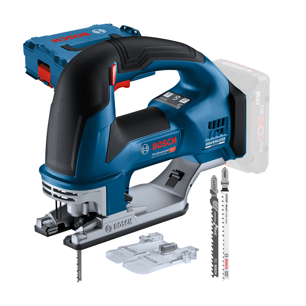 BOSCH GST 18V-155 BC (SOLO) Ferastrau vertical brushless Li-Ion + L-BOXX, fara acumulator in set