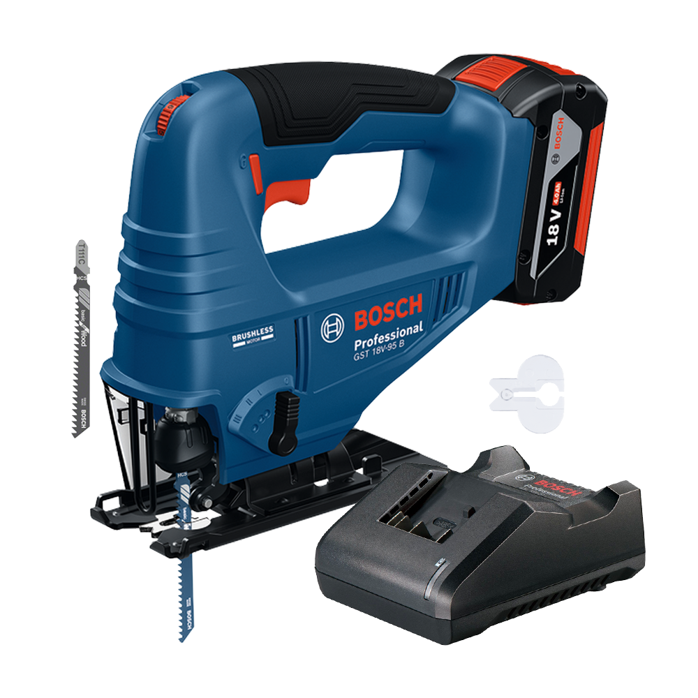 BOSCH GST 18V-95 B (SOLO) Ferastrau vertical brushless, cu 1 acumulator Li-Ion, 4Ah + Incarcator