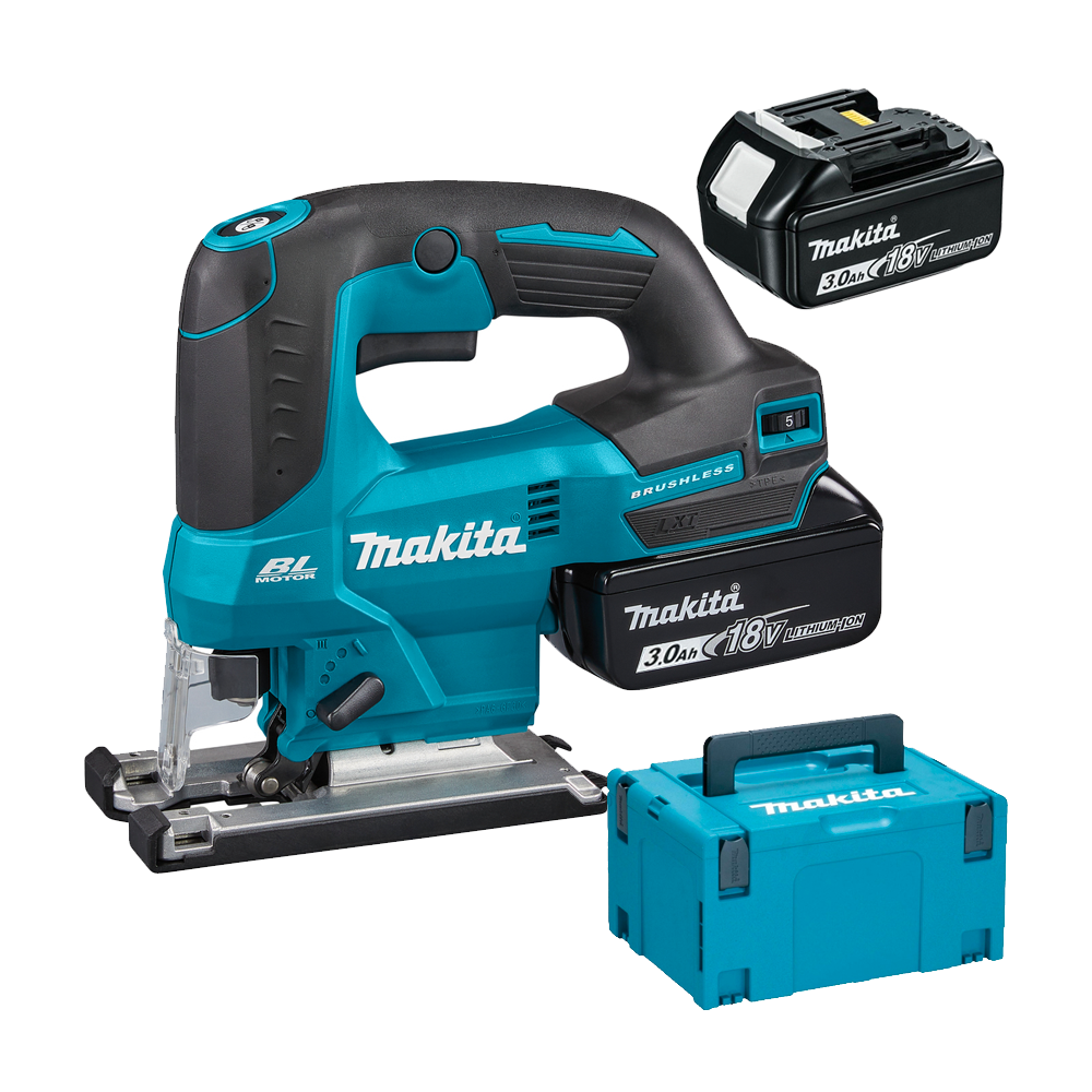 MAKITA DJV184RFJ Ferastrau pentru decupat brushless, cu 2 acumulatori Li-Ion, 18V, 3Ah, 50Nm + Makpac