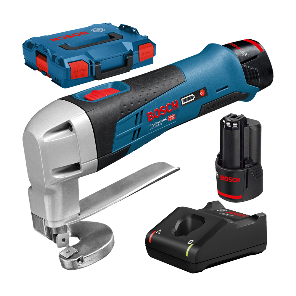BOSCH GSC 12V-13 Foarfeca pentru tabla cu 2 acumulatori Li-Ion, 2Ah