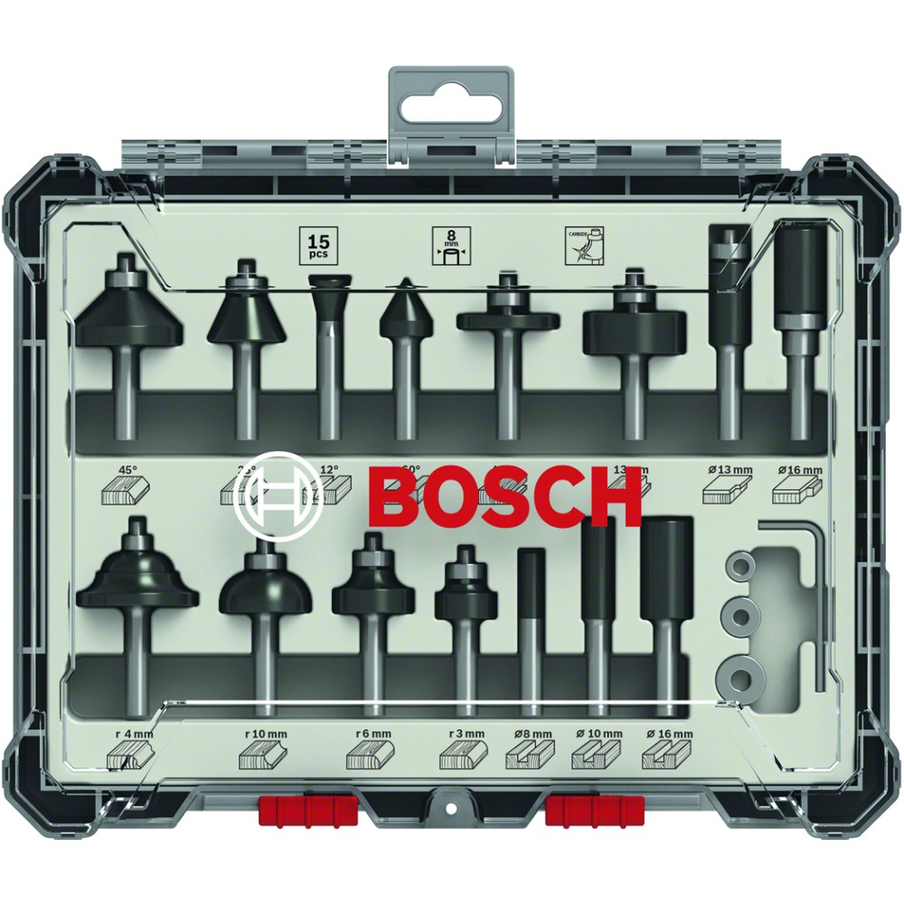 Bosch Set 15 freze HM tija 8mm