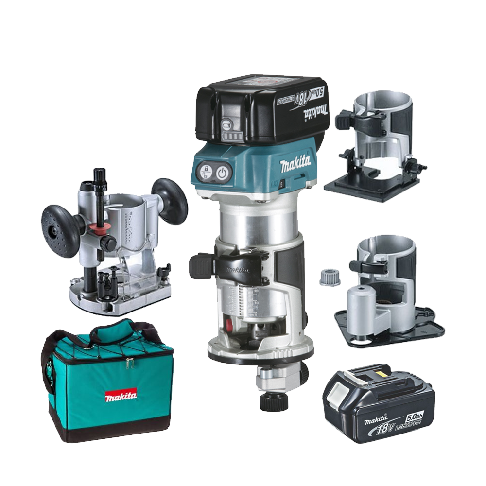 MAKITA DRT50RTEX3 Masina de frezat brushless, cu 2 acumulatori Li-Ion, 18V, 5Ah