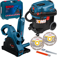BOSCH GNF 35 CA Masina de frezat caneluri in zidarie 1400 W + GAS 35 L SFC Aspirator universal + 2 Discuri diamantate 150 mm uni