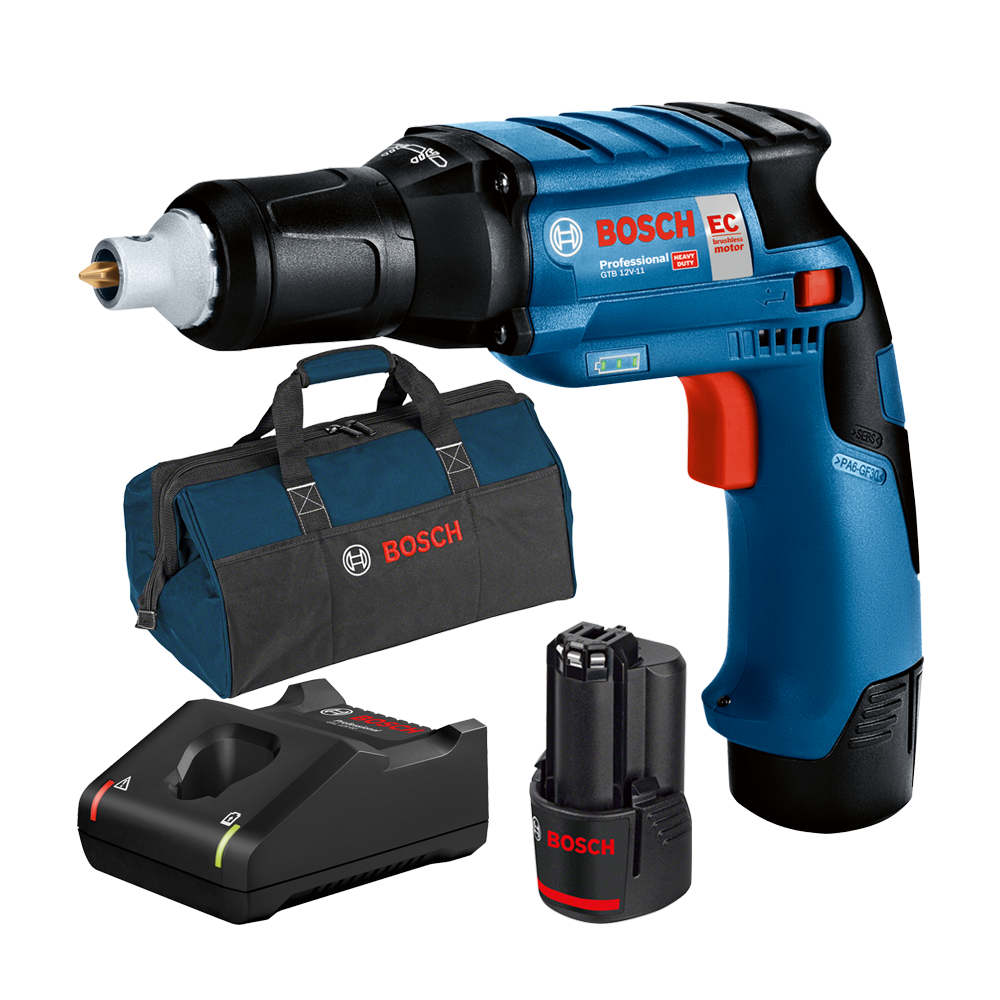BOSCH  GTB 12V-11 Masina de gaurit si insurubat brushless cu 2 acumulatori Li-Ion, 3Ah, 11Nm + Incarcator rapid de 4Ah GAL12V-40