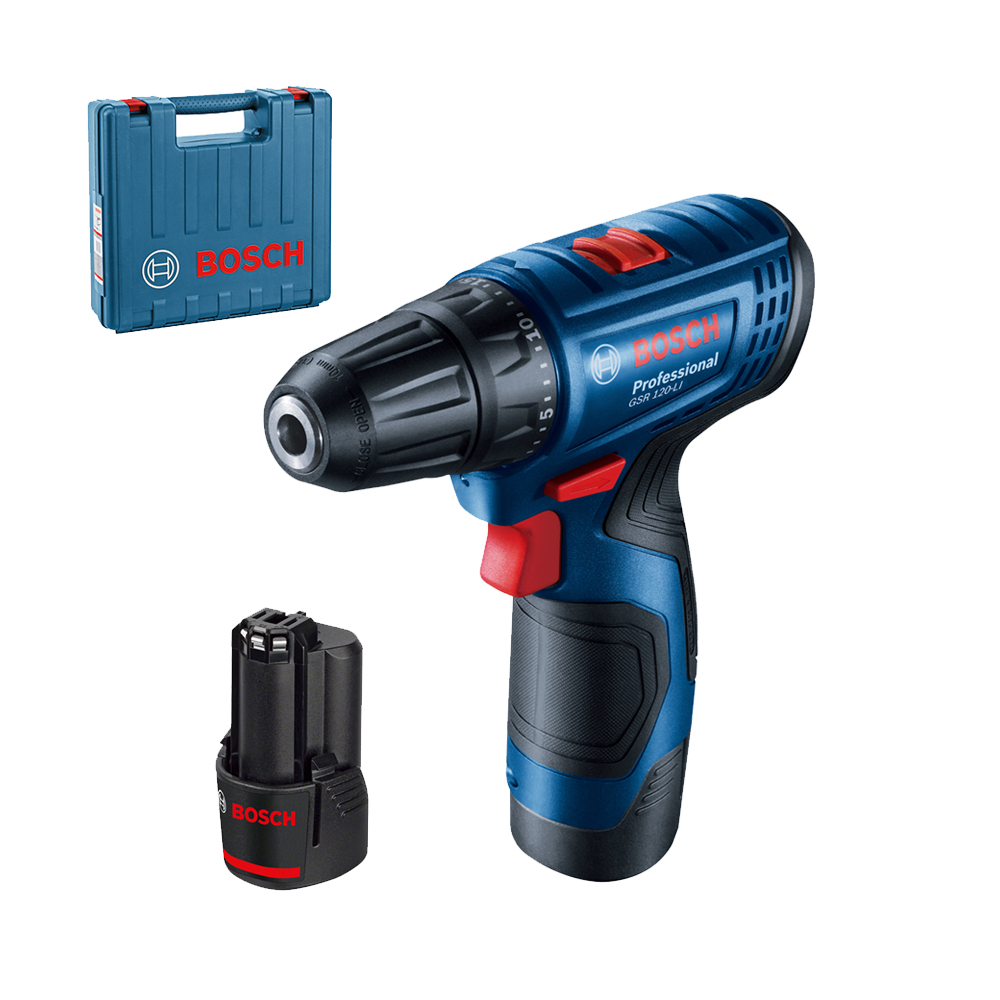 BOSCH GSR 120-LI Masina de gaurit si insurubat cu 2 acumulatori Li-Ion, 2Ah, 30Nm + Valiza