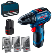 BOSCH GSR 12V-30 Masina de gaurit si insurubat brushless cu 2 acumulatori Li-Ion, 2Ah, 30Nm + 3 Set Accesorii in Geanta textila