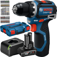 BOSCH GSR 12V-32 Masina de gaurit si insurubat brushless cu 2 acumulatori Li-Ion unul de 2Ah si unul de 4Ah, 32Nm + Set 40 biti