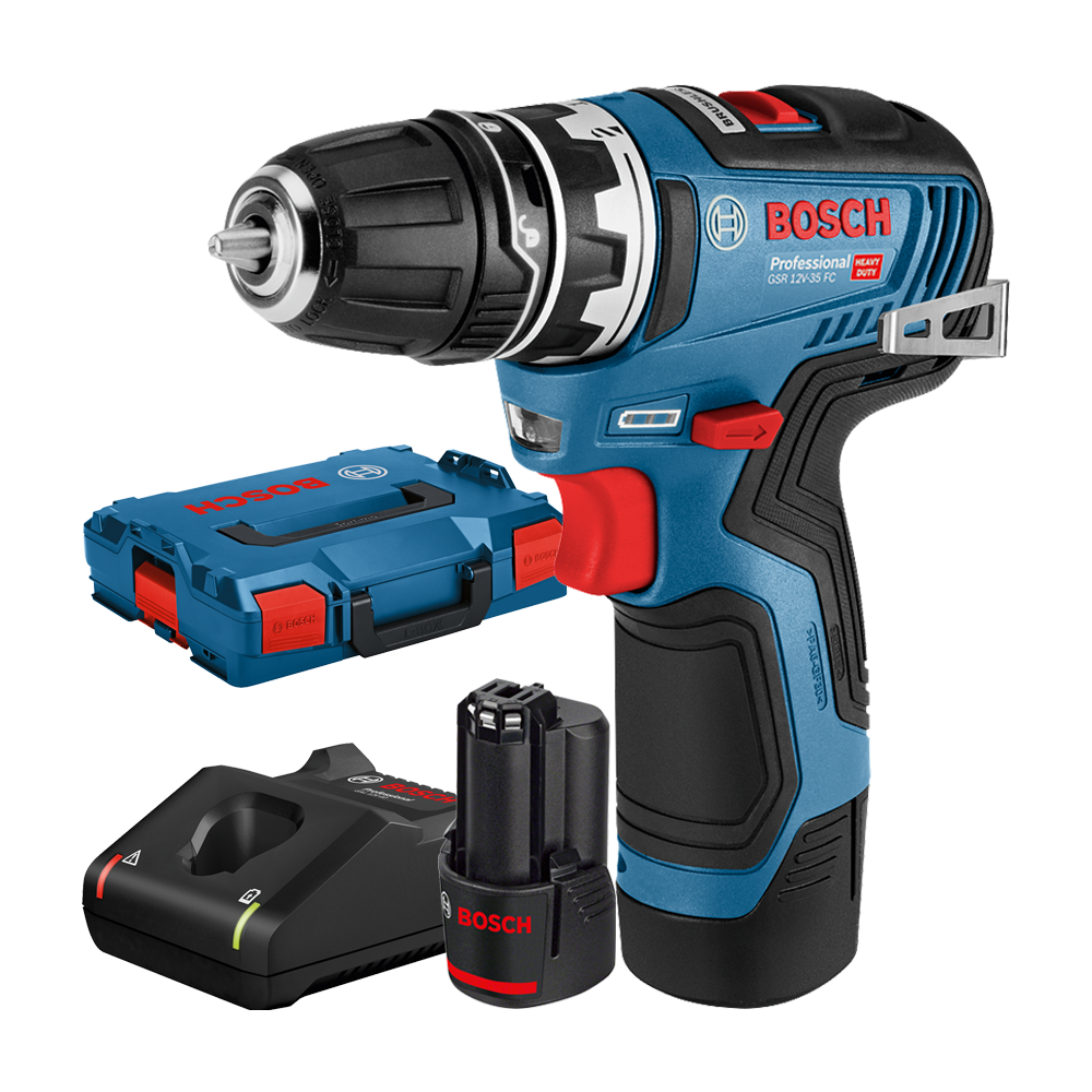 BOSCH GSR 12V-35 FC SET Masina de gaurit si insurubat cu 2 acumulatori Li-Ion, 3Ah, 35Nm + L-BOXX