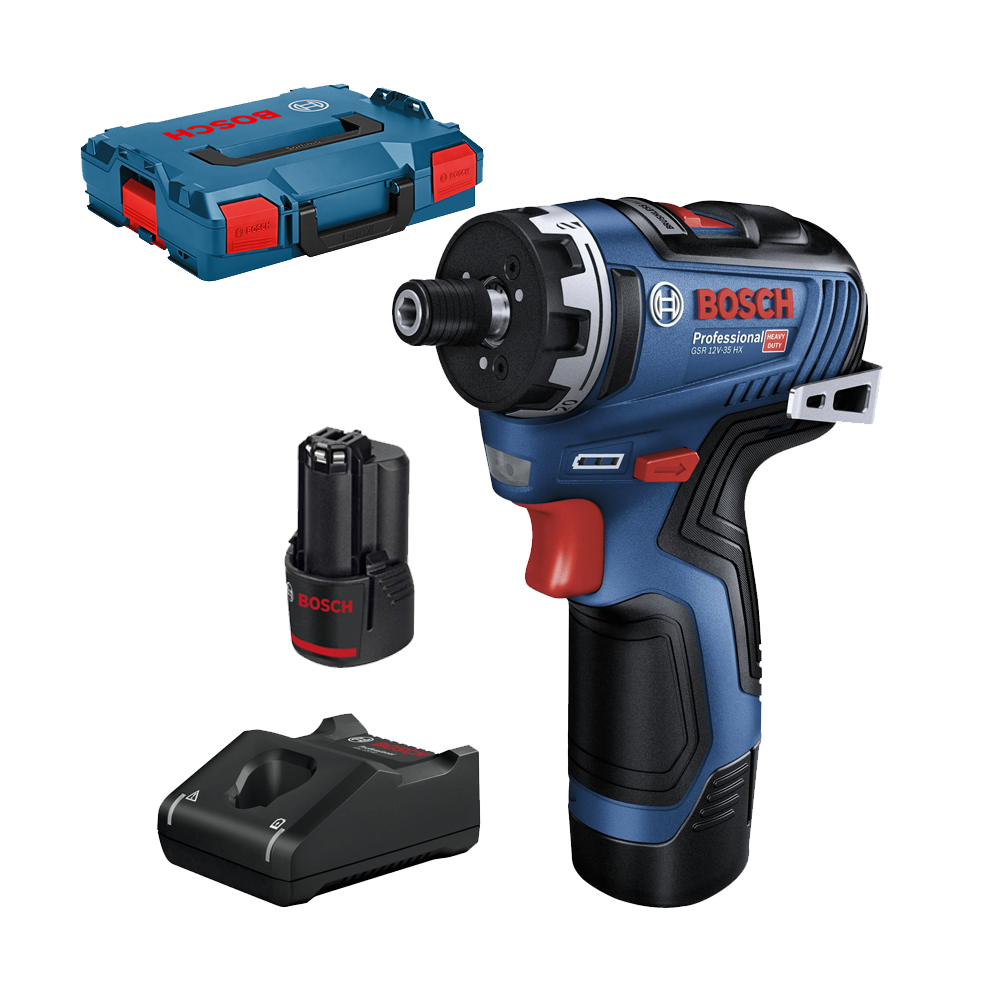 BOSCH GSR 12V-35 HX Masina de gaurit si insurubat brushless, cu 2 acumulatori Li-Ion, 3Ah, 35Nm + L-BOXX