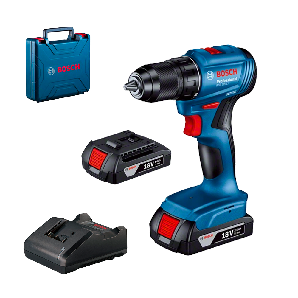 BOSCH GSR 185-LI Masina de gaurit si insurubat brushless cu 2 acumulatori Li-Ion, 2Ah, 50Nm + Valiza