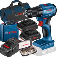 BOSCH GSR 185-LI Masina de gaurit si insurubat brushless cu 2 acumulatori Li-Ion, 4Ah, 50Nm + Incarcator rapid de 8Ah + Caseta 3