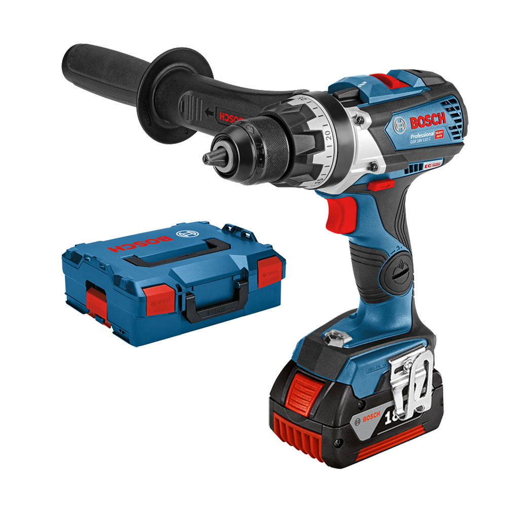 BOSCH GSR 18V-110 C (SOLO) Masina de gaurit si insurubat brushless Li-Ion, 110Nm + L-BOXX +  Acumulator 5Ah CoolPack (Fara incar