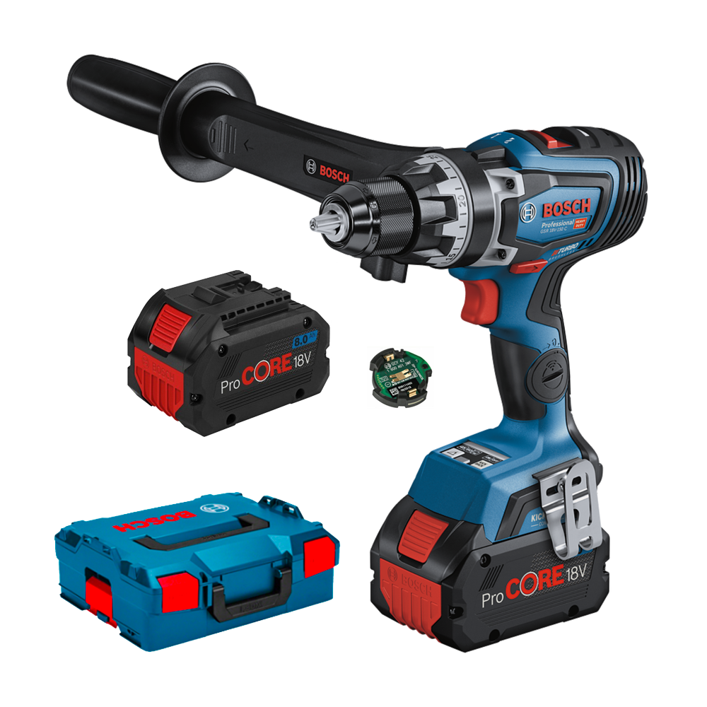 BOSCH GSR 18V-150 C Masina de gaurit si insurubat brushless cu 2 acumulatori Li-Ion, 8Ah, 150Nm + L-BOXX