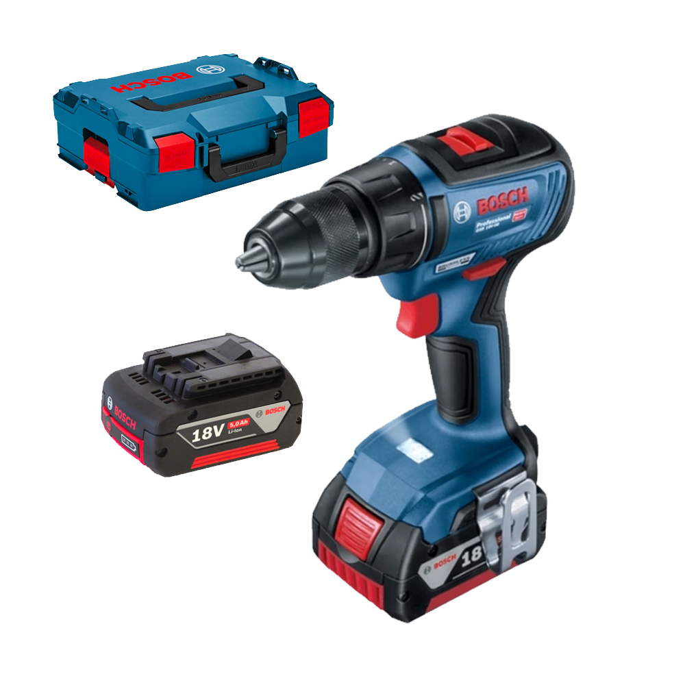 BOSCH GSR 18V-50 Masina de gaurit si insurubat brushless cu 2 acumulatori Li-Ion, 5Ah CoolPack, 50Nm, cu incarcator rapid de 8Ah