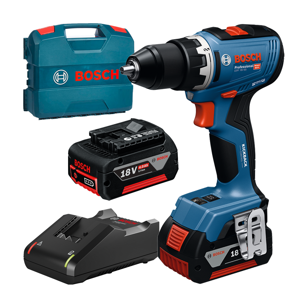 Bosch GSR 18V-65 Masina de gaurit si insurubat + 2 acumulatori + incarcator+L-Case