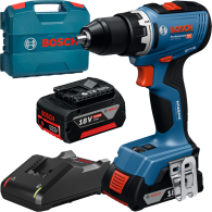 BOSCH GSR 18V-65 Masina de gaurit si insurubat brushless cu 2 acumulatori Li-Ion, unul de 2Ah si unul de 4Ah, 63Nm + Valiza L-CA