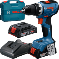 BOSCH GSR 18V-65 Masina de gaurit si insurubat brushless, cu 2 acumulatori Li-Ion, 2Ah, 63Nm + Incarcator 2Ah + Valiza L-CASE