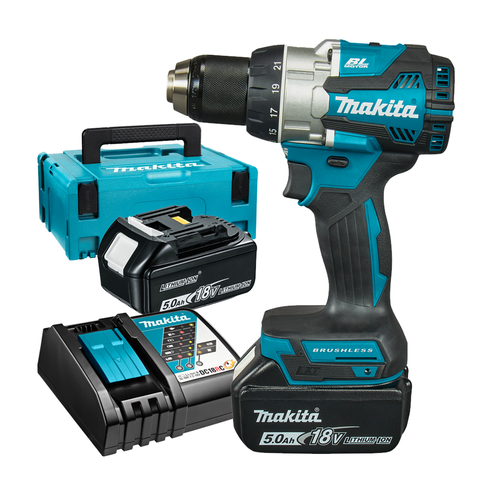 MAKITA DDF489RTJ Masina de gaurit si insurubat brushless, cu 2 acumulatori Li-Ion, 18V, 5Ah, 70Nm + Makpac