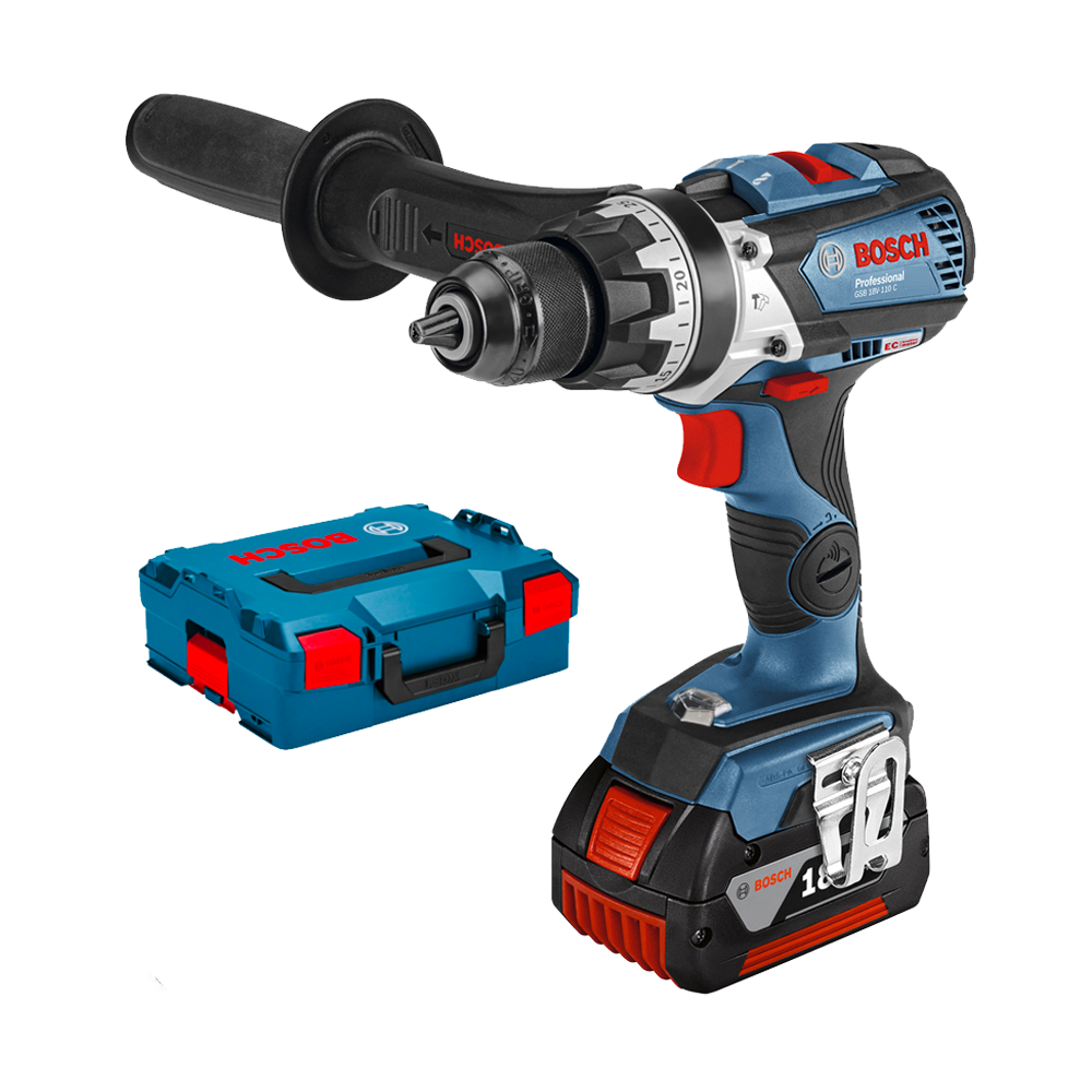 BOSCH GSB 18V-110 C (SOLO) Masina de gaurit cu percutie brushless Li-Ion, 110Nm + L-BOXX, fara acumulator in set