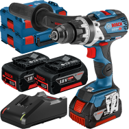 BOSCH GSB 18V-110 C Masina de gaurit cu percutie brushless Li-Ion, 110Nm + L-BOXX +  Set 3 acumulatori Li-Ion, 18V, 5Ah + Incarc