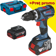 BOSCH GSB 18V-60 C Masina de gaurit cu percutie brushless cu 2 acumulatori Li-Ion, 5Ah, 60Nm + L-BOXX