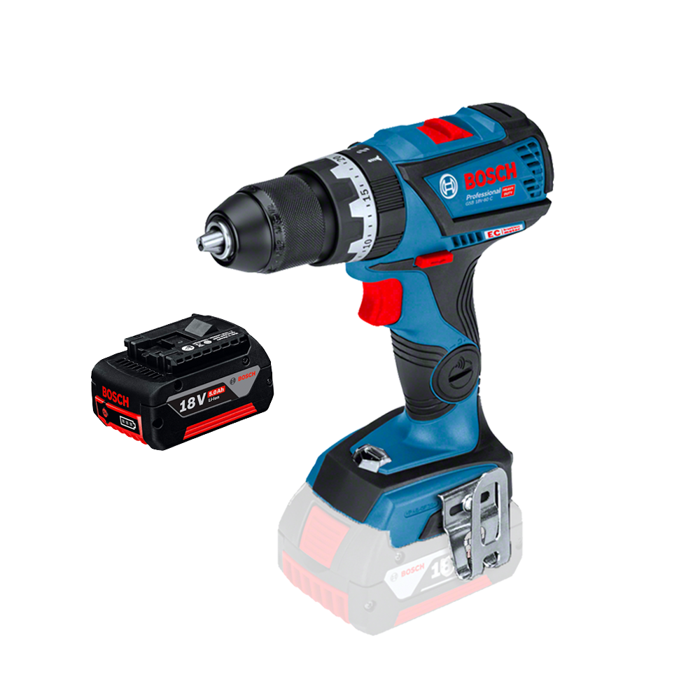 BOSCH GSB 18V-60 C Masina de gaurit cu percutie brushless, Li-Ion, 60Nm + Acumulator 5Ah CoolPack (Fara incarcator si fara ambal