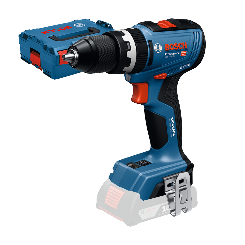 BOSCH GSB 18V-65 (SOLO) Masina de gaurit cu percutie brushless, Li-Ion, 65Nm + L-BOXX, fara acumulator in set