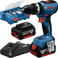 BOSCH GSB 18V-65 Masina de gaurit cu percutie brushless cu 2 acumulatori Li-Ion, 4Ah, 65Nm + Valiza L-CASE Pick & Click