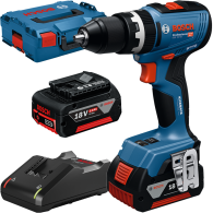 Bosch GSB 18V-65 Masina de gaurit si insurubat 18V + 2 acumulatori 5.0Ah + incarcator GAL 18V-40 + L-Boxx