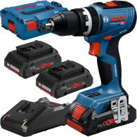 BOSCH GSB 18V-65 Masina de gaurit cu percutie brushless cu 3 acumulatori ProCore Li-Ion, 4Ah, 65Nm + Valiza L-BOXX