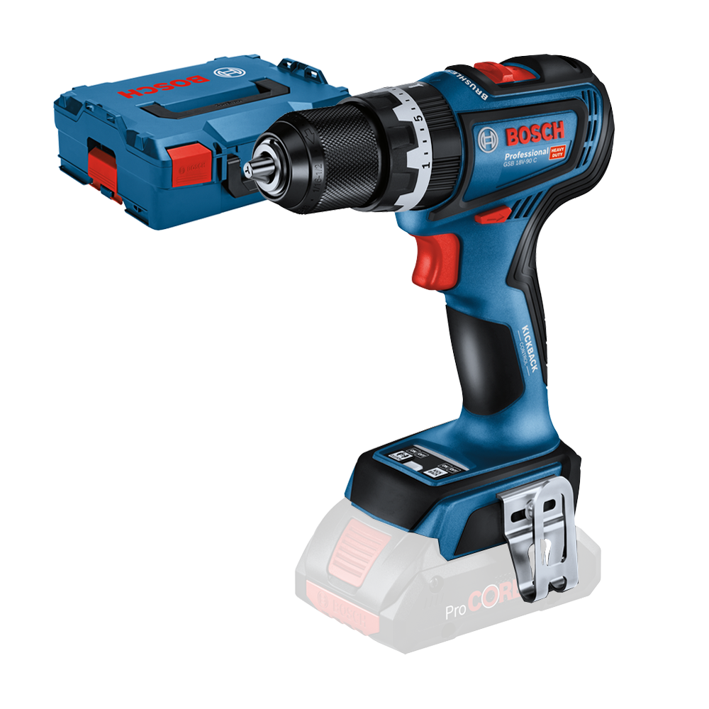 BOSCH GSB 18V-90 C (SOLO) Masina de gaurit cu percutie brushless Li-Ion, 64Nm + L-BOXX, fara acumulator in set