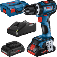 BOSCH GSB 18V-90 C Masina de gaurit cu percutie brushless cu 2 acumulatori Li-Ion, 4Ah ProCore, 64Nm + L-BOXX