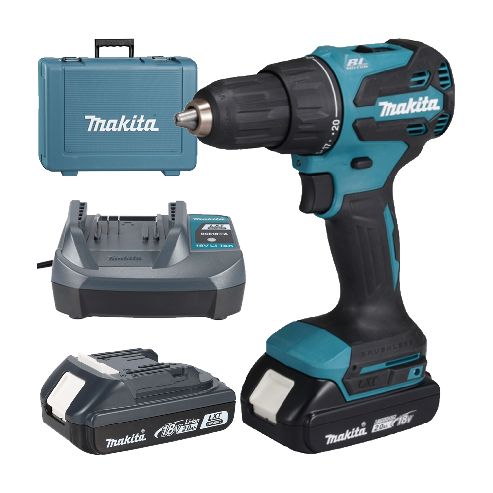 MAKITA DHP490WVE Masina de gaurit cu percutie brushless, cu 2 acumulatori 2Ah, Li-Ion, 18V, 65Nm