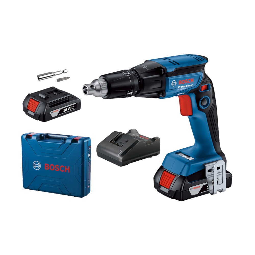 BOSCH GTB 185-LI Masina de insurubat brushless, cu 2 acumulatori Li-Ion, 2Ah, cu incarcator de 2Ah GAL18V-20 + Valiza