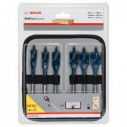 Bosch Set 6 burghie plate Self Cut Speed pentru lemn, D14-24mm