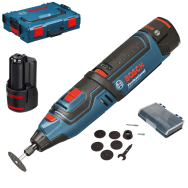 BOSCH GRO 12V-35 Multifunctional rotativ cu 2 acumulatori Li-Ion, 2Ah + L-BOXX