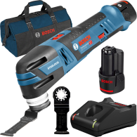BOSCH GOP 12V-28 Multicutter brushless cu 2 acumulatori Li-Ion, 2Ah + Incarcator rapid de 4Ah GAL12V-40 + Geanta textil
