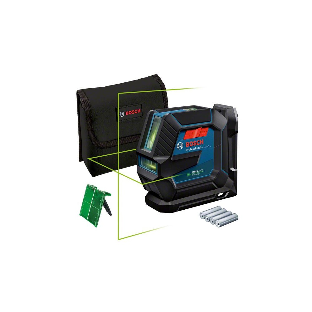 BOSCH GLL 2-15 G + LB 10 Nivela laser cu linii verzi (15 m) + Suport universal