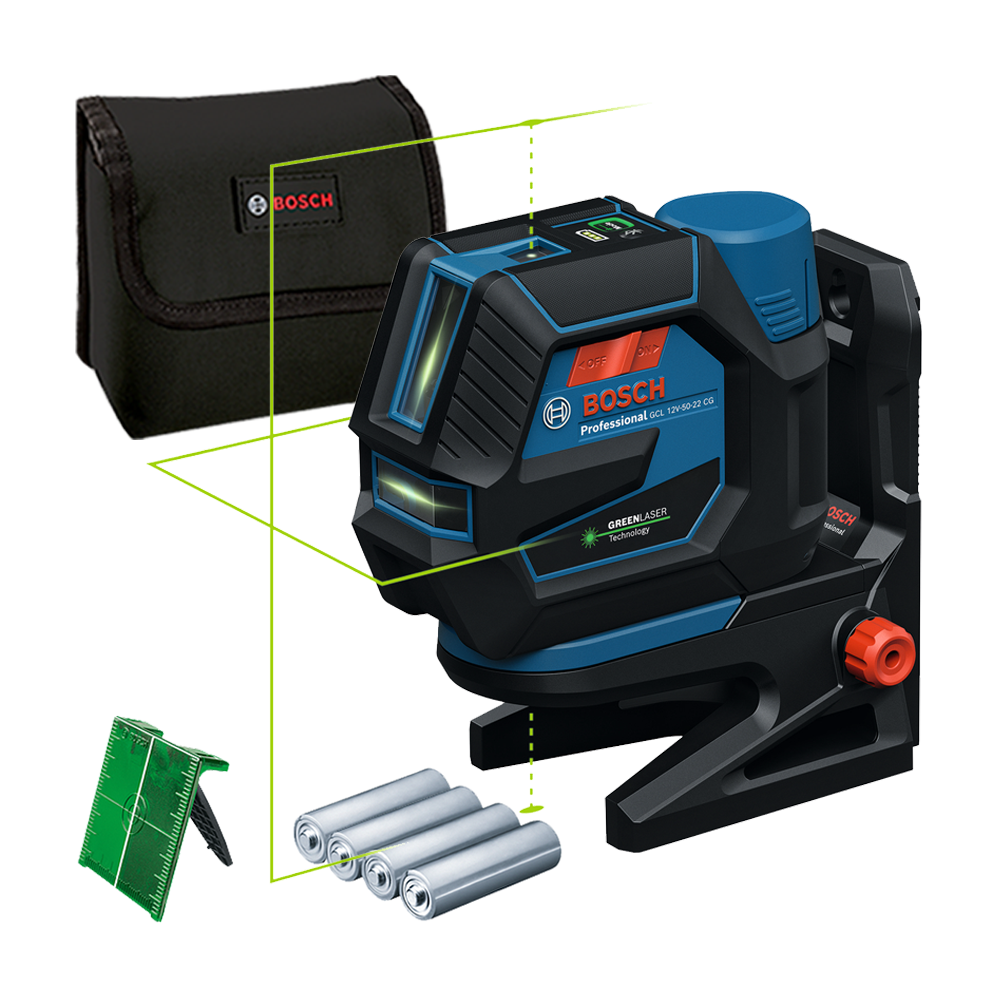 BOSCH GCL 12V-50-22 CG + RM 20 Nivela laser cu linii verzi (50 m) + Suport rotativ