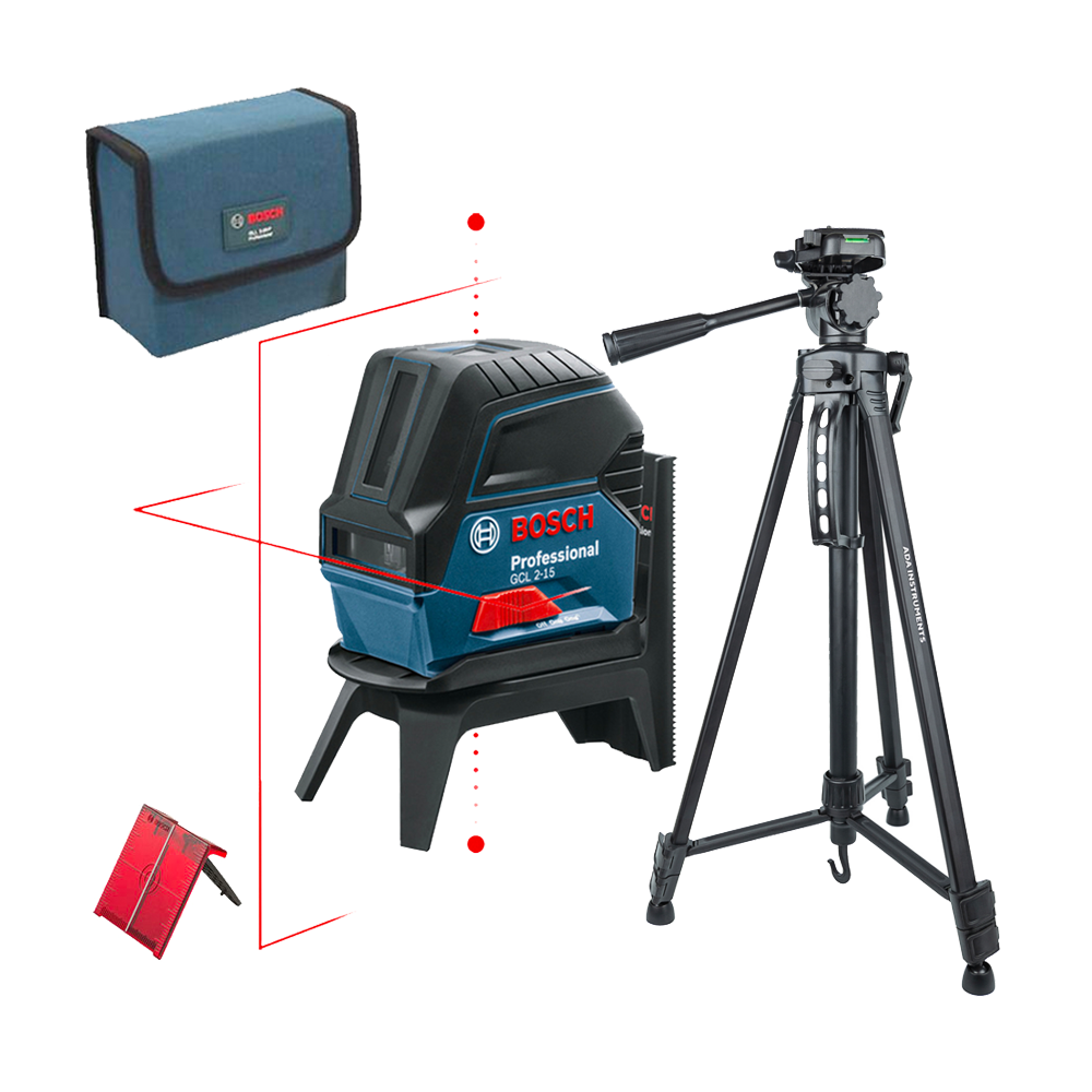 BOSCH GCL 2-15 + RM 1 Nivela laser cu linii (15 m) + Suport professional + ADA DIGIT 167 Stativ pentru constructii 167 cm