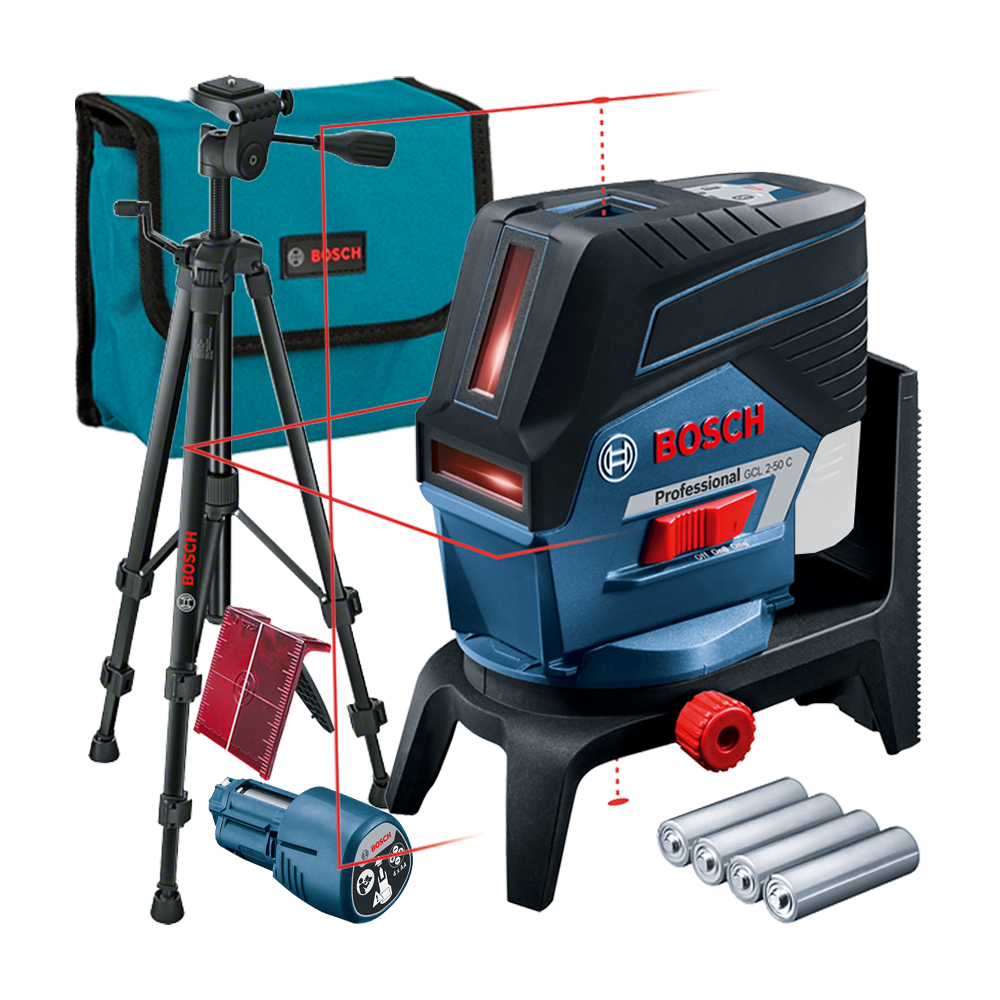 BOSCH GCL 2-50 C + RM 2 + BT 150 Nivela laser cu linii  (20 m) cu Bluetooth + Suport rotativ + Stativ